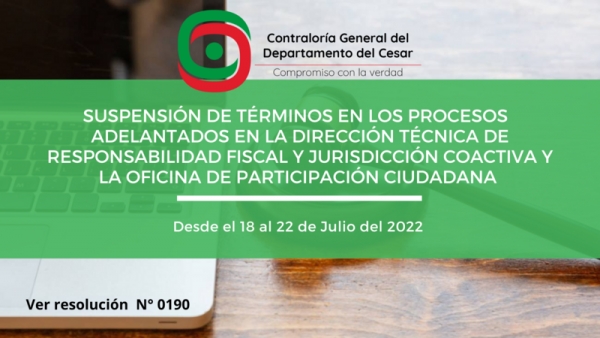 Suspensi&oacute;n de T&eacute;rminos por traslado a Nueva Sede