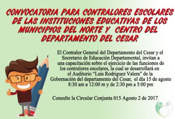 Capacitaci&oacute;n para Contralores Escolares de las instituciones educativas de los municipios del norte y centro del Cesar
