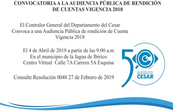 Audiencia de Rendici&oacute;n de Cuentas Vigencia 2018