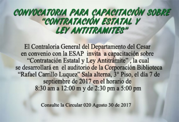 Capacitaci&oacute;n Contrataci&oacute;n Estatal y Ley Antitr&aacute;mites