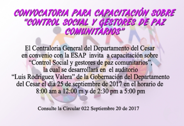 Capacitaci&oacute;n sobre Control social y Gestores de Paz Comunitarios