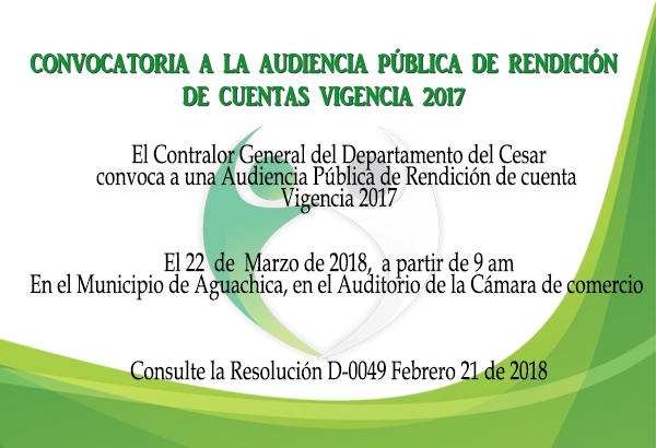 Audiencia de Rendici&oacute;n de Cuentas Vigencia 2017